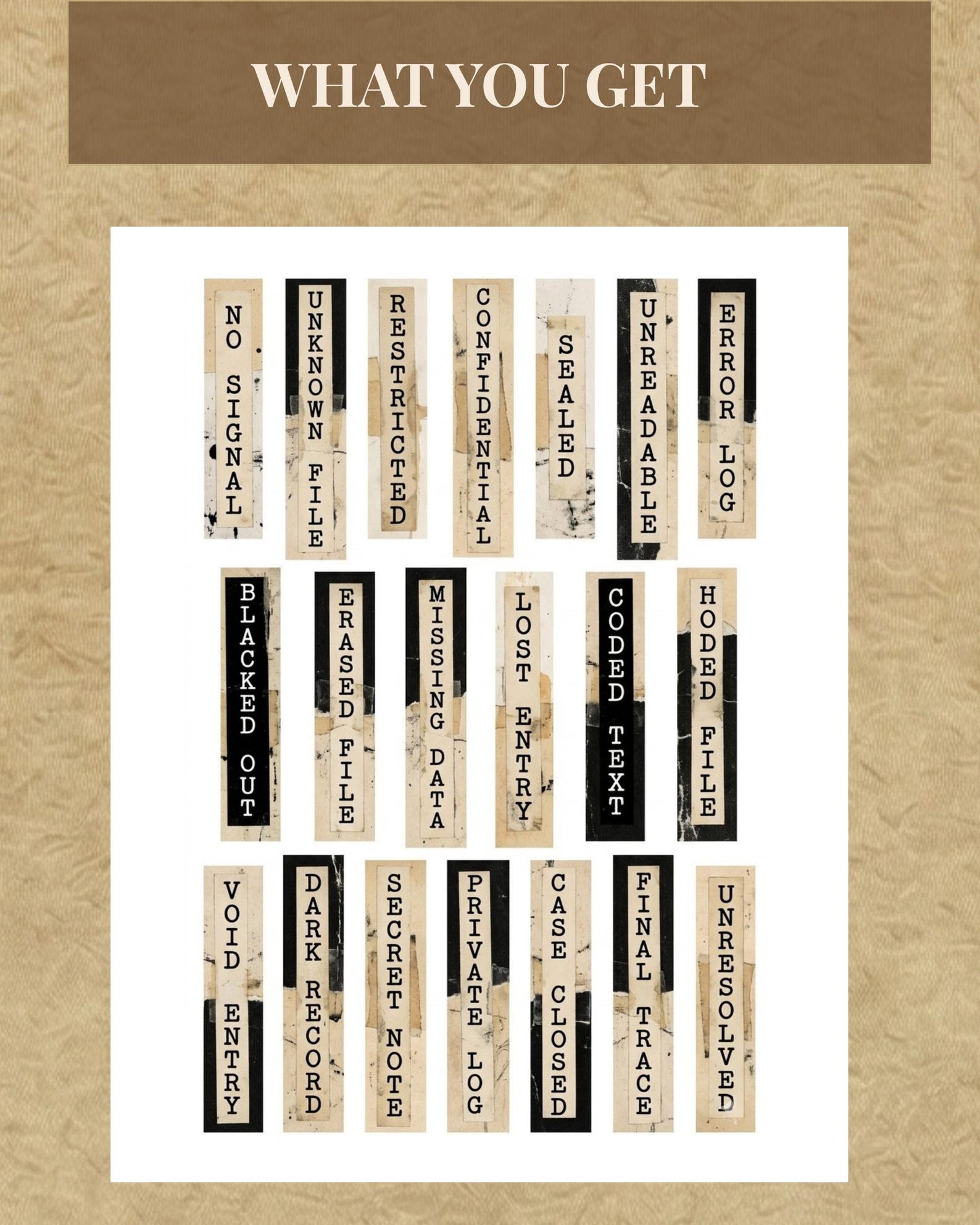 Printable Vertical Labeks Vintage Archive Labels, Vertical Grunge Strips, Junk Journal Labels ...