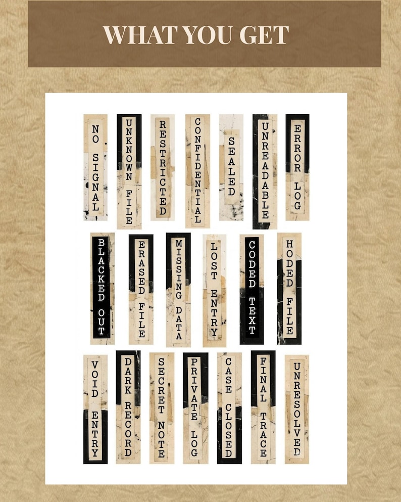 Vintage Archive Labels, Vertical Grunge Strips, Junk Journal Labels ...