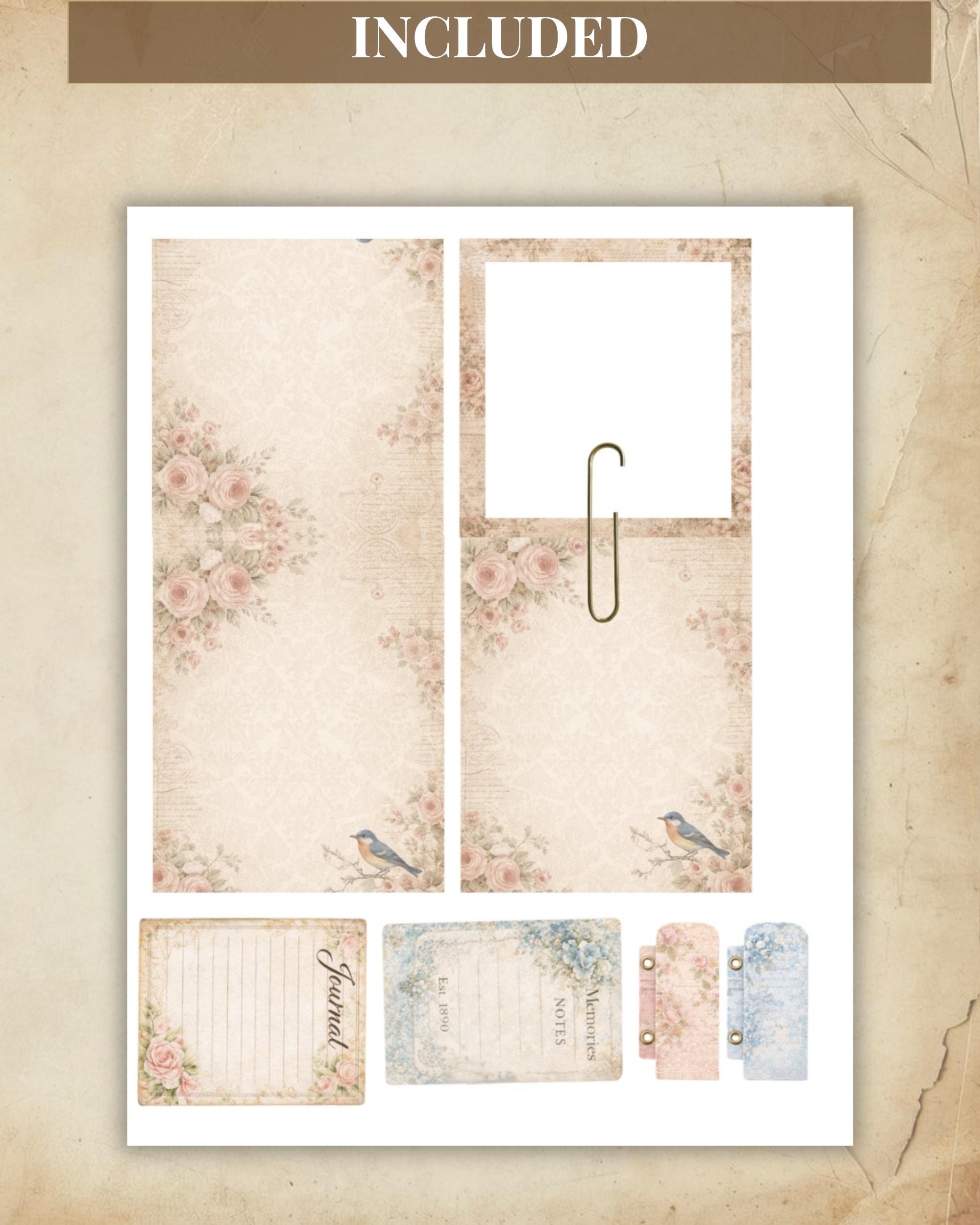 Vintage Hidden Paper Clips Shabby Chic Junk Journal Pages, Printable ...