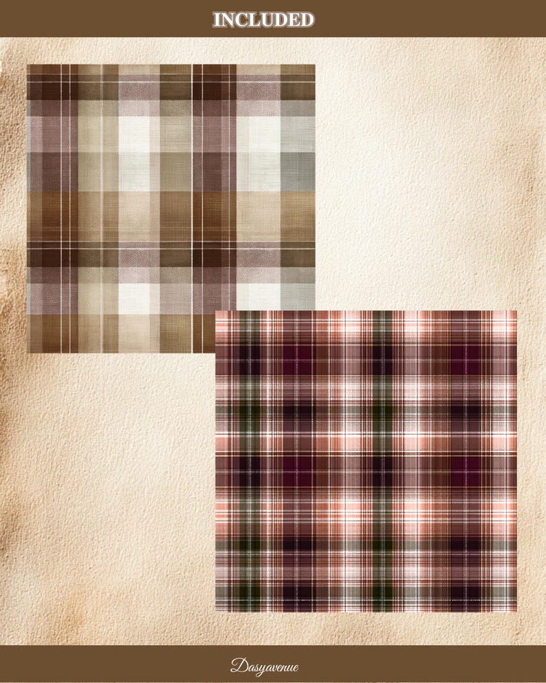 Brown Plaid Digital Paper Pack | Vintage Tartan Backgrounds for Junk ...