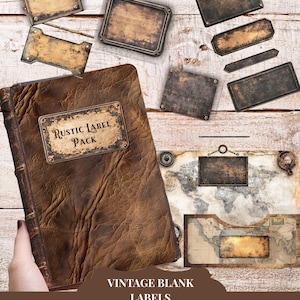 Vintage Blank Labels PNG | Rustic Grunge Tags, Distressed Enamel Plates, Oval & Rectangular Label Pack, Junk Journal Ephemera Stickers