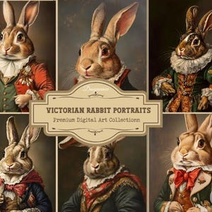 Retrato de coelho vitoriano, páginas de diário de lixo, diário de coelho efêmero, papéis vintage retrô, álbum de recortes vintage, coelhos para impressão de arte