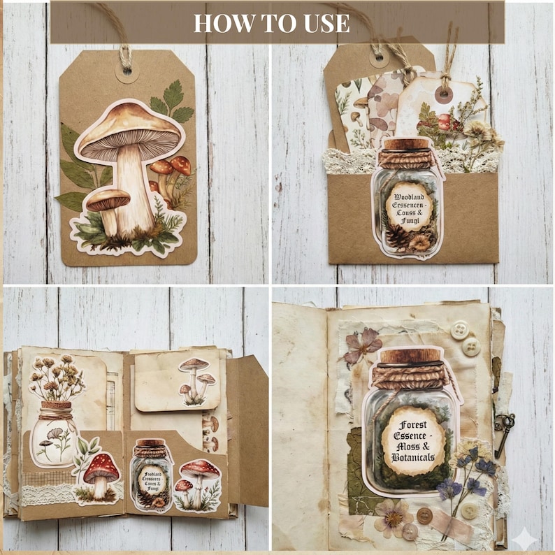 Vintage paddestoelen kieskeurig, vintage botanische paddestoelen ephemera, kieskeurige stekjes afdrukbaar voor bosjunktijdschriften afbeelding 2