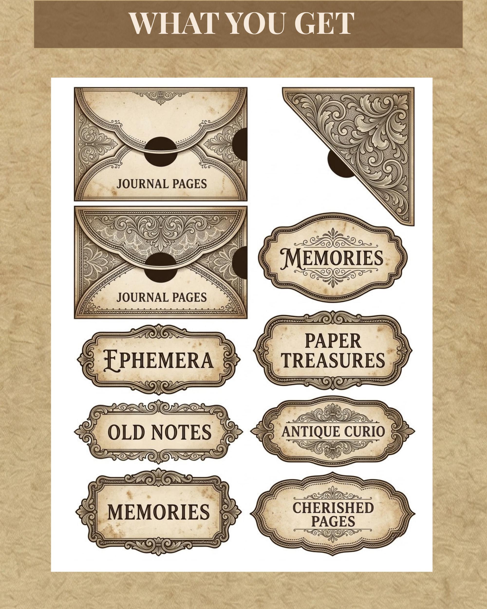 Vintage Sepia Junk Journal Pockets Printable, Shabby Chic Ephemera ...
