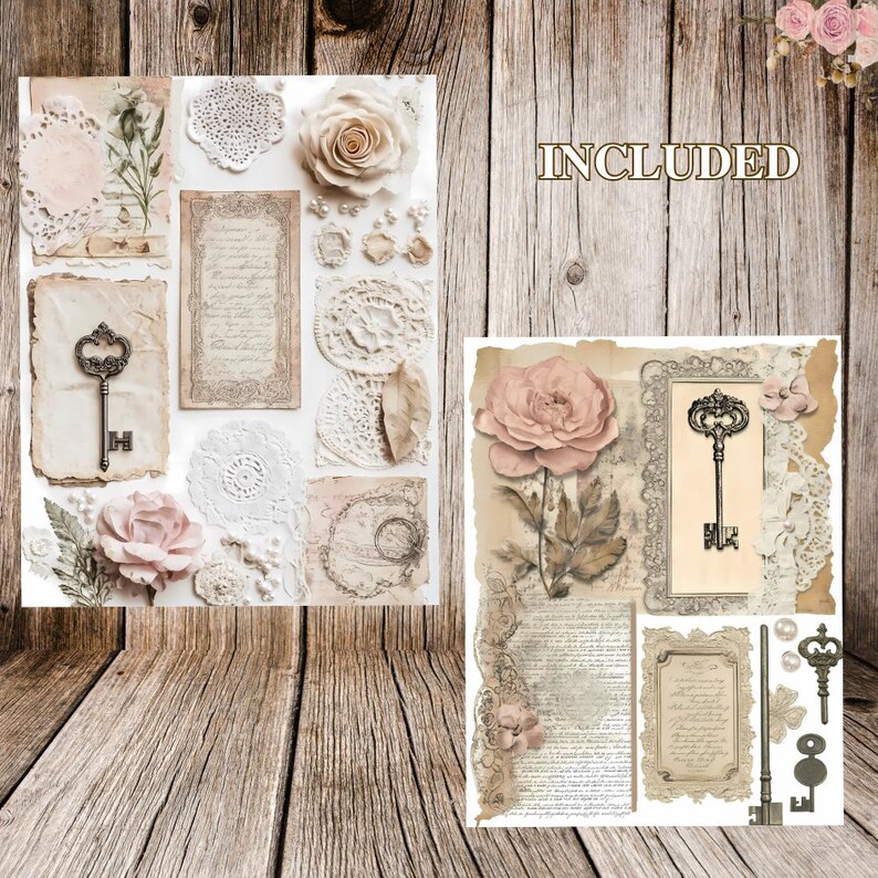 Shabby Chic Junk Journal Ephemera | Vintage Lace Printable | Antique ...