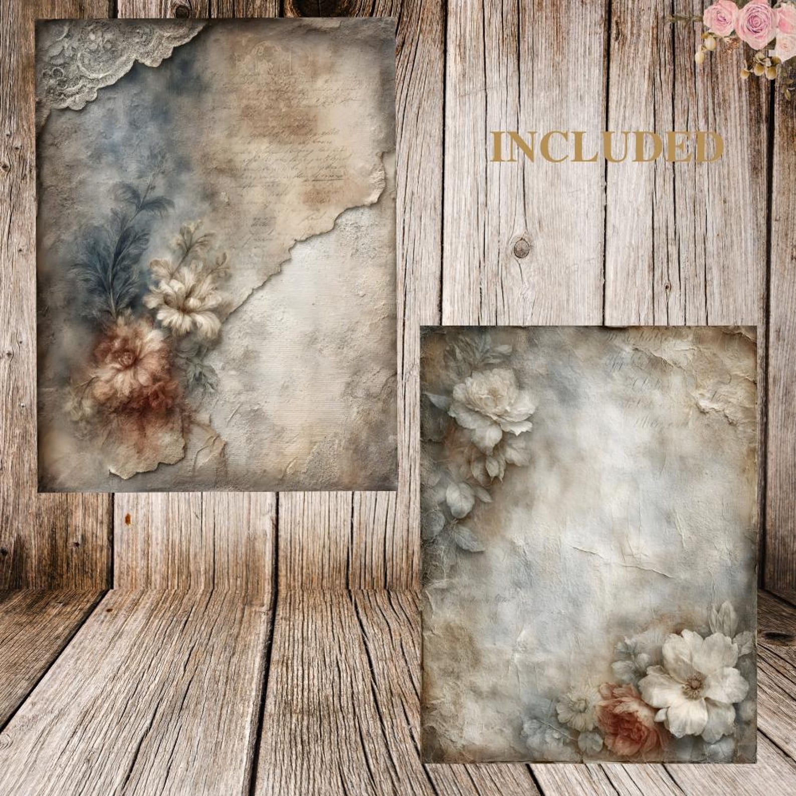 25 Vintage Floral Junk Journal Pages – Printable Antique Paper for ...