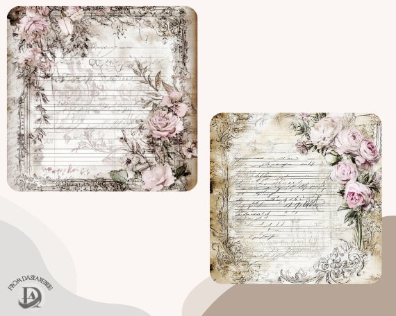 Victorian Digital Paper – Vintage Floral Junk Journal , Shabby Chic ...