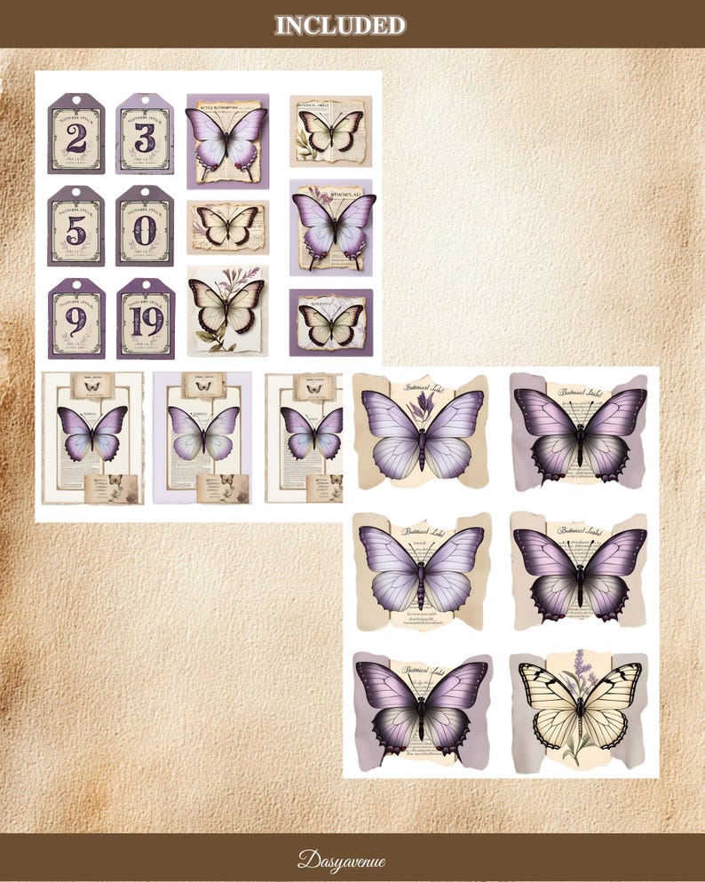 Vintage Purple Junk Journal Kit | Printable Labels, Tags, Tickets ...