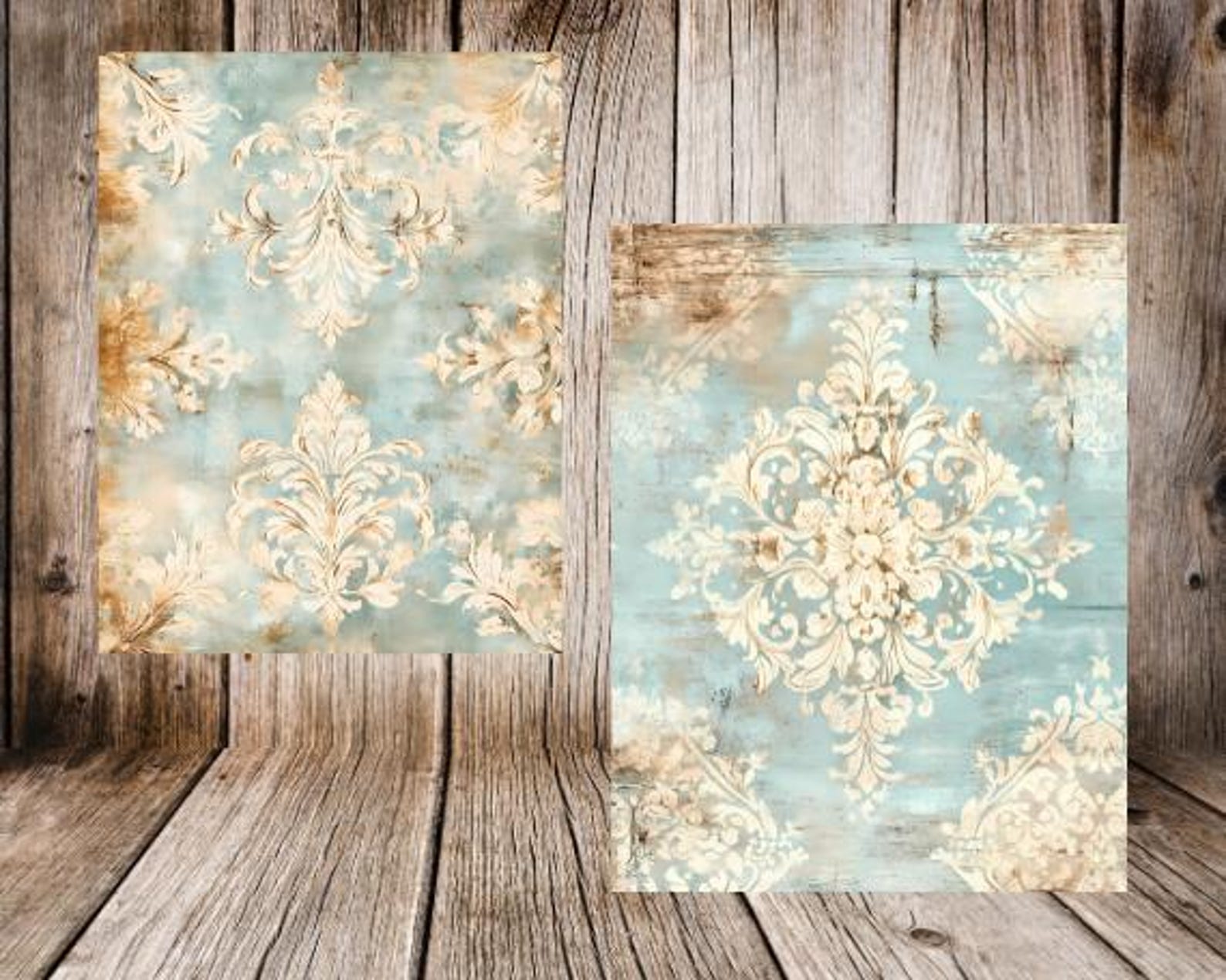 Shabby Chic Junk Journal Pages | Vintage Floral Printable Papers | Blue ...