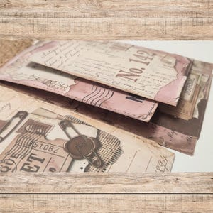Flip Flap Folio Printable, Interactive Junk Journal Kit, Waterfall Cards, Vintage Ephemera, Hidden Pockets, Digital Download, Dusty rose image 3