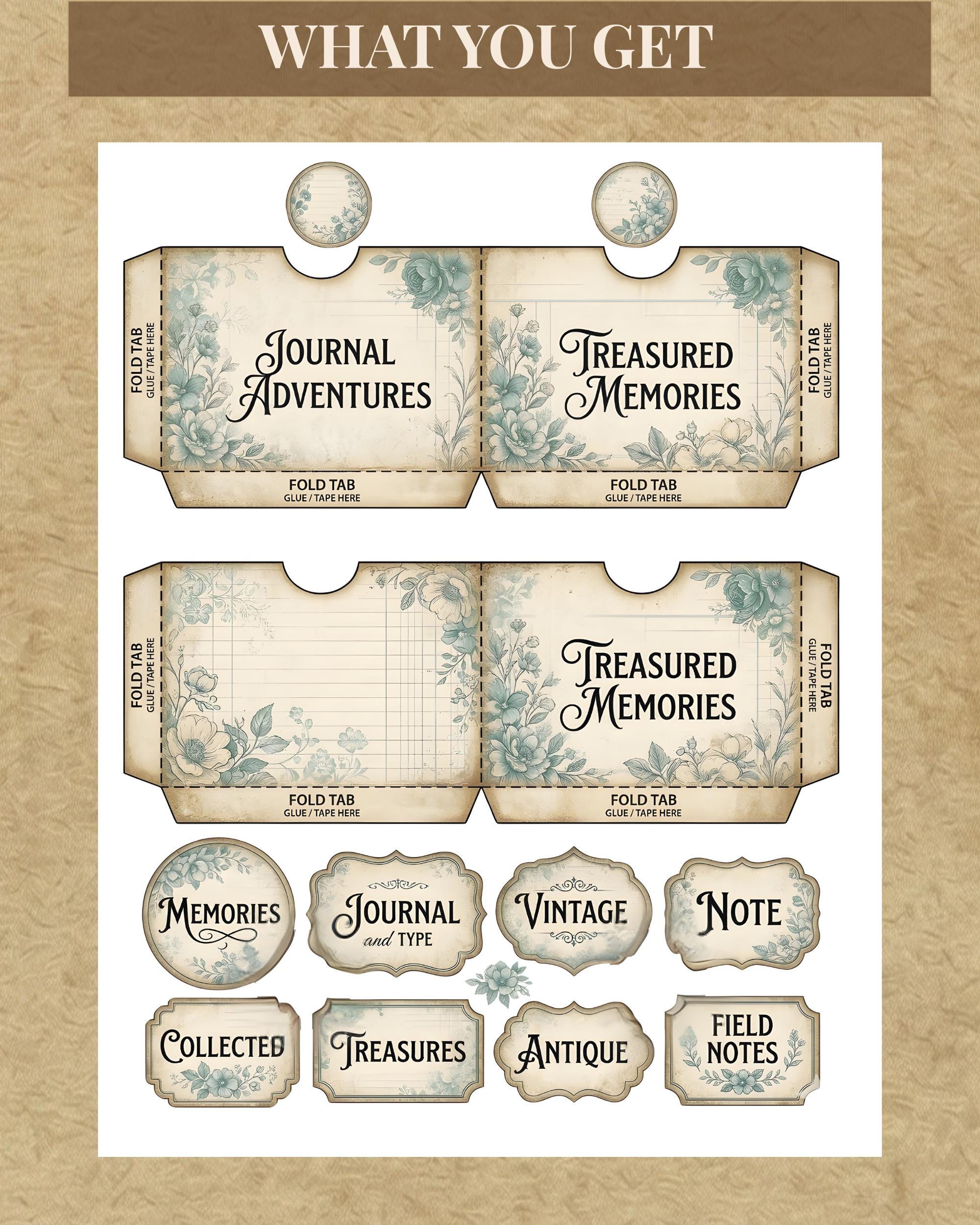 Vintage Journal Pocket & Tags Printable, Junk Journal Ephemera, French ...