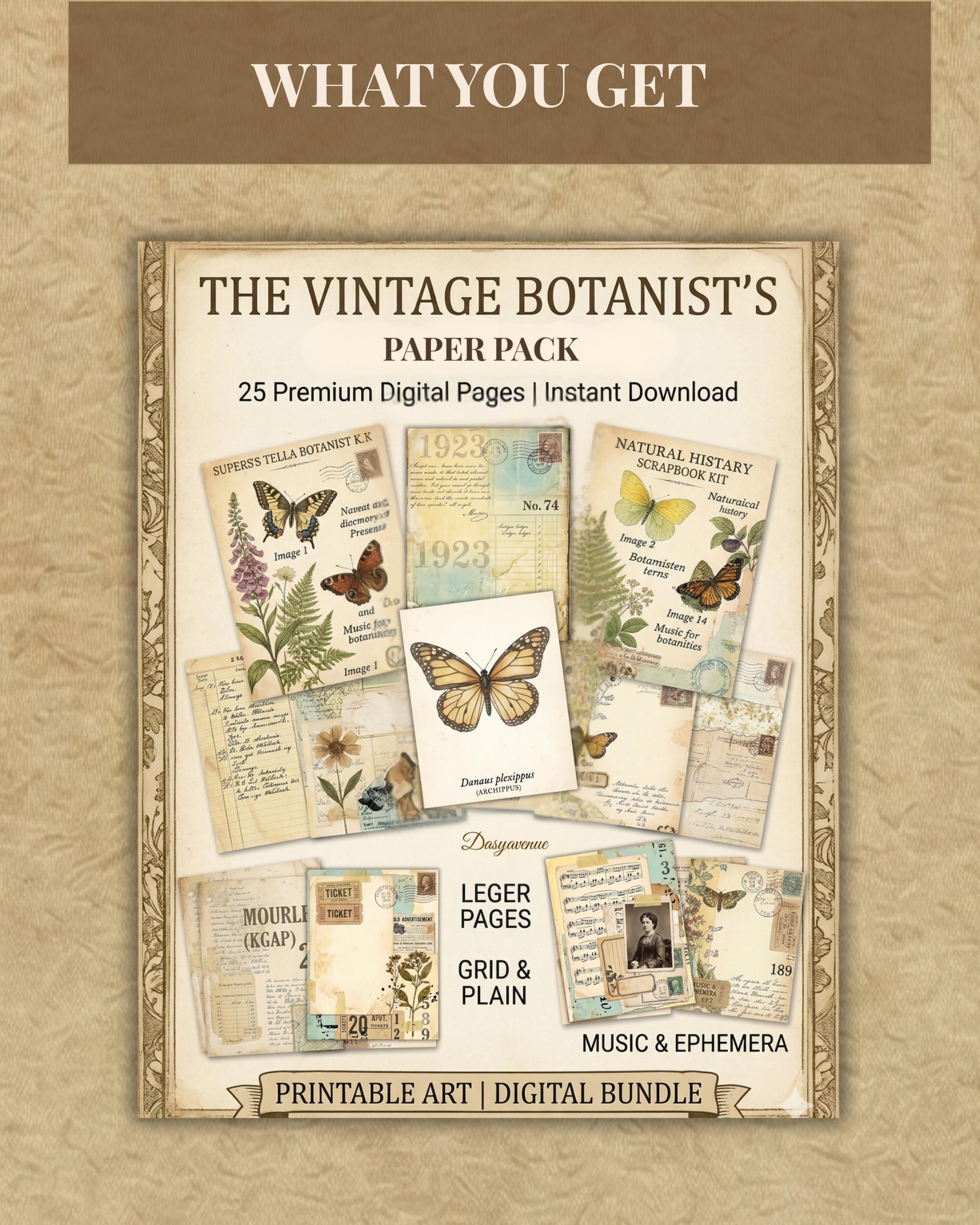 Vintage Paper Bundle Printable, Junk Journal Kit, Butterfly Ephemera ...
