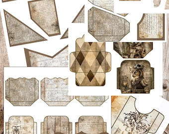 Printable Vintage Envelopes and Pockets | Junk Journal Ephemera Templates | Antique Paper Pockets, Tags, Envelope Inserts for Scrapbooking