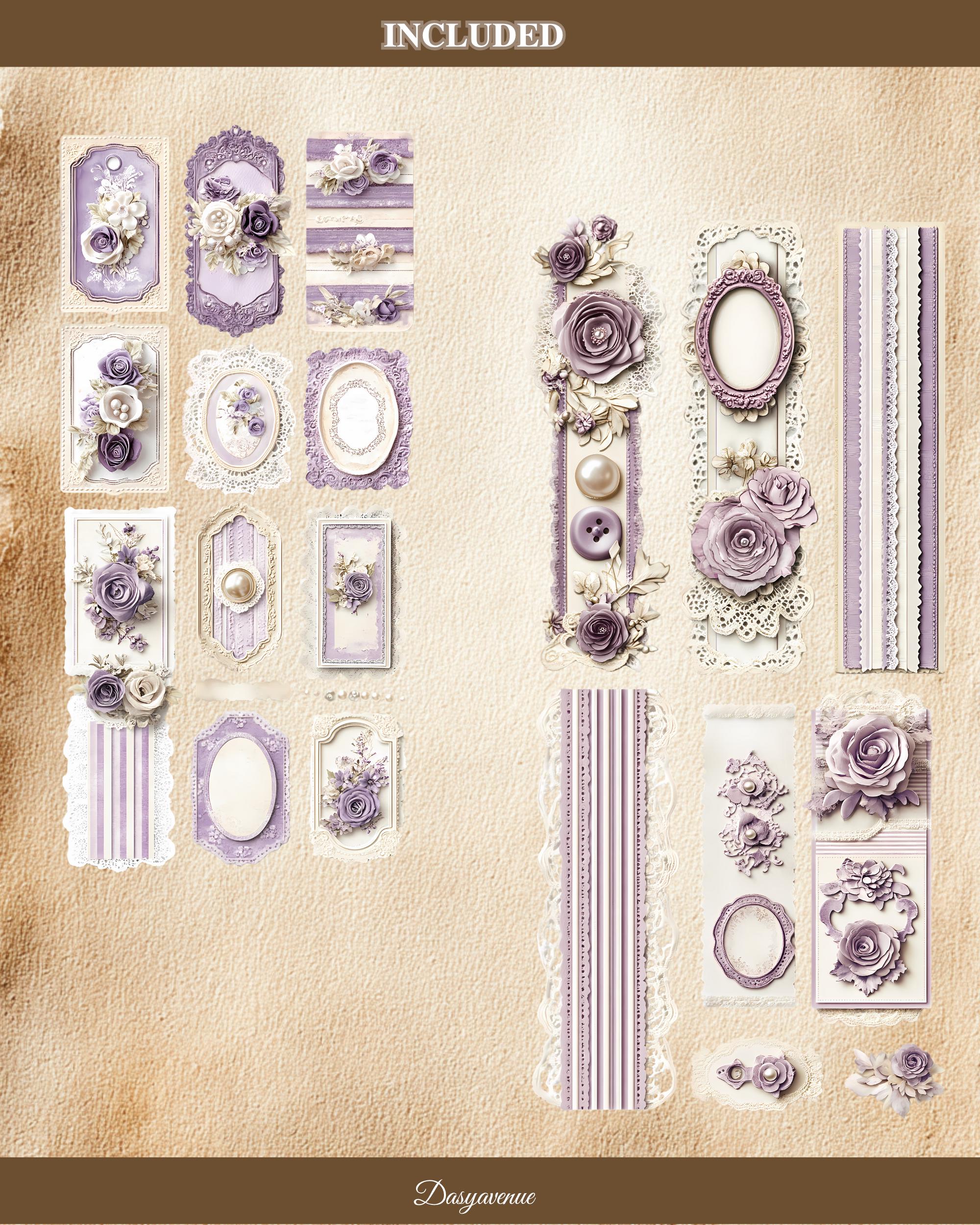 Vintage Purple Junk Journal Kit | Printable Labels, Tags, Tickets ...