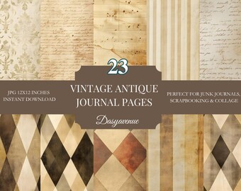 Vintage basic Collage sheets, Junk Journal pages, Junk Journal  Printable Papers, Digital Junk Journal, Neutral Backgrounds, Scrapbook