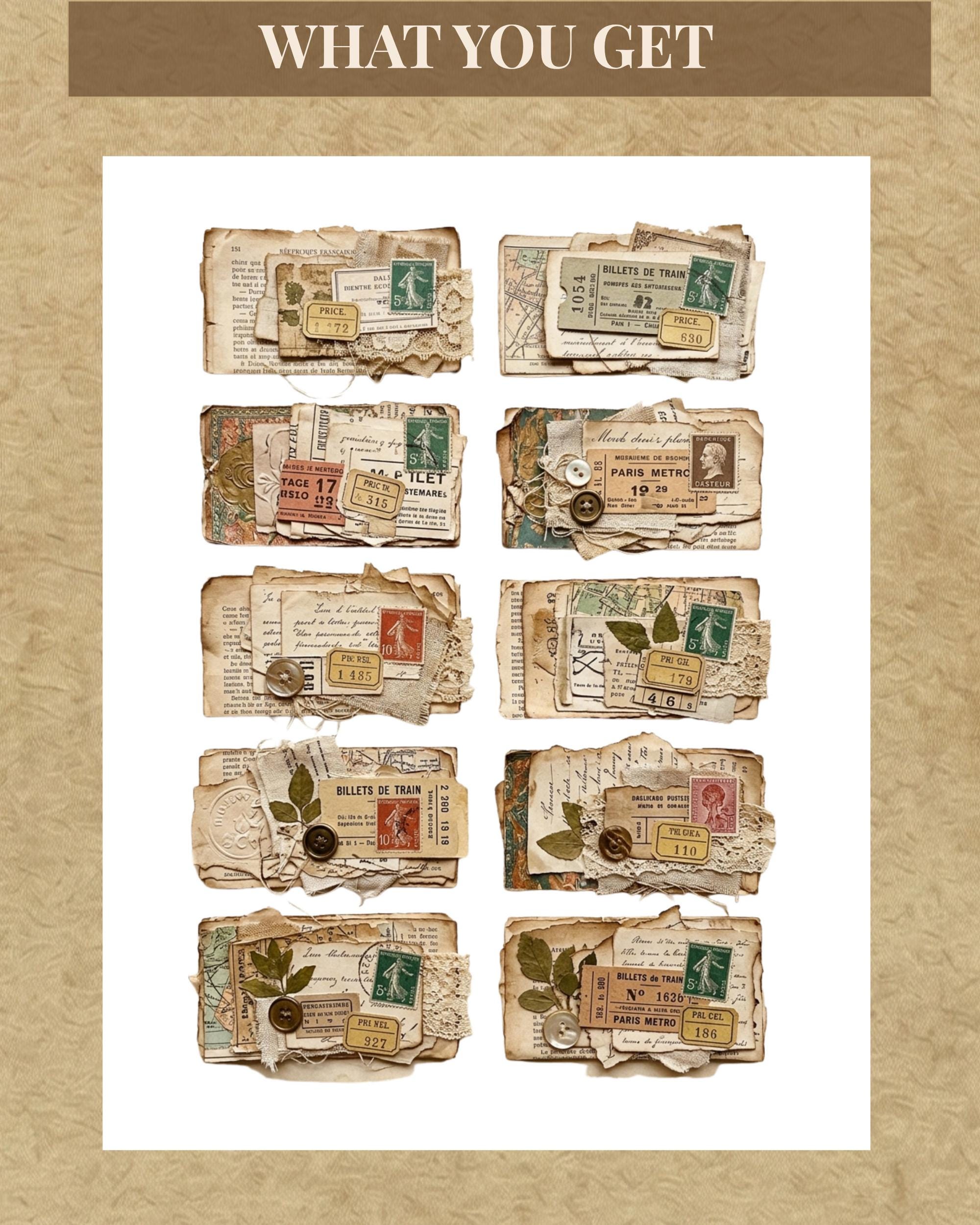 Vintage Junk Journal Snippet Clusters Bundle, Shabby Chic, Paris ...
