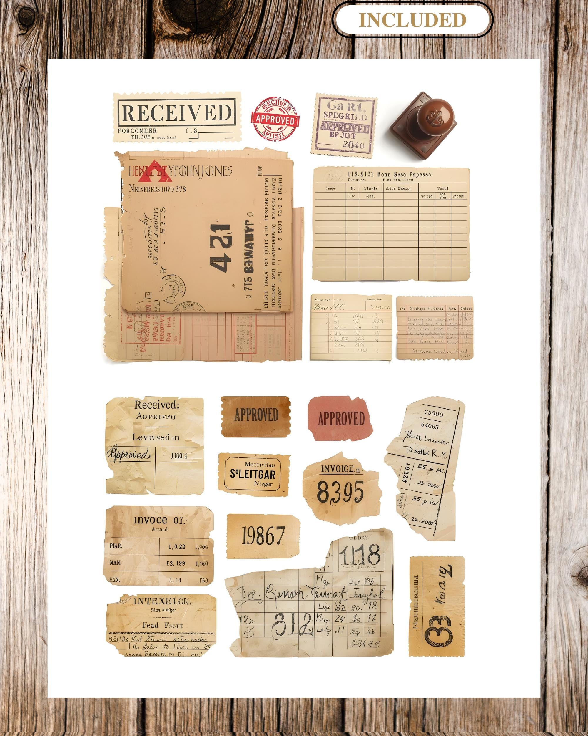 Vintage Ledger Snippets, Tabs & Ephemera Labels | Antique Paper Numbers ...