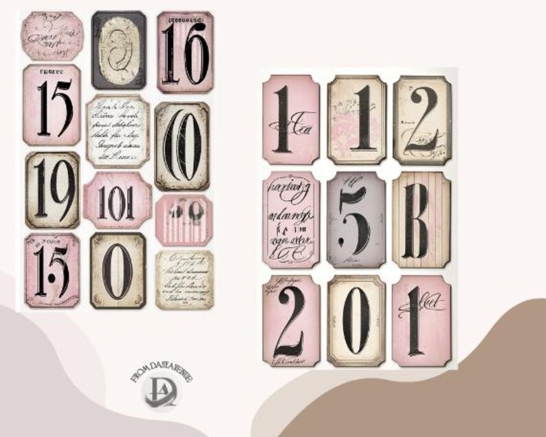 Pink Number Labels Pink Number Industrial Labels , Junk Journaling Labels, Words for Junk ...