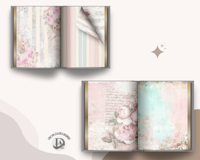 Shabby Chic Pink Digital Paper Pack - Vintage Floral Backgrounds ...