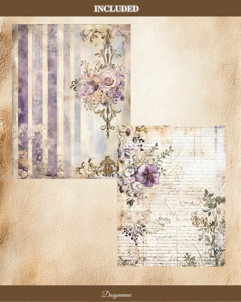 Vintage Purple Junk Journal Kit | Printable Labels, Tags, Tickets ...