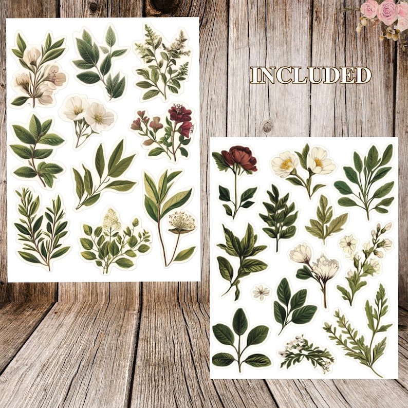 Vintage Botanical Stickers | Junk Journal Ephemera | Scrapbooking ...