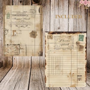 29 vintage rutnätspapper | Utskrivbara journalsidor i shabby chic | Smutsiga efemera-bakgrunder | Skräpjournal, scrapbooking, collage bild 7