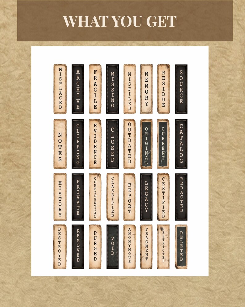 Vintage Archive Labels, Vertical Grunge Strips, Junk Journal Labels ...