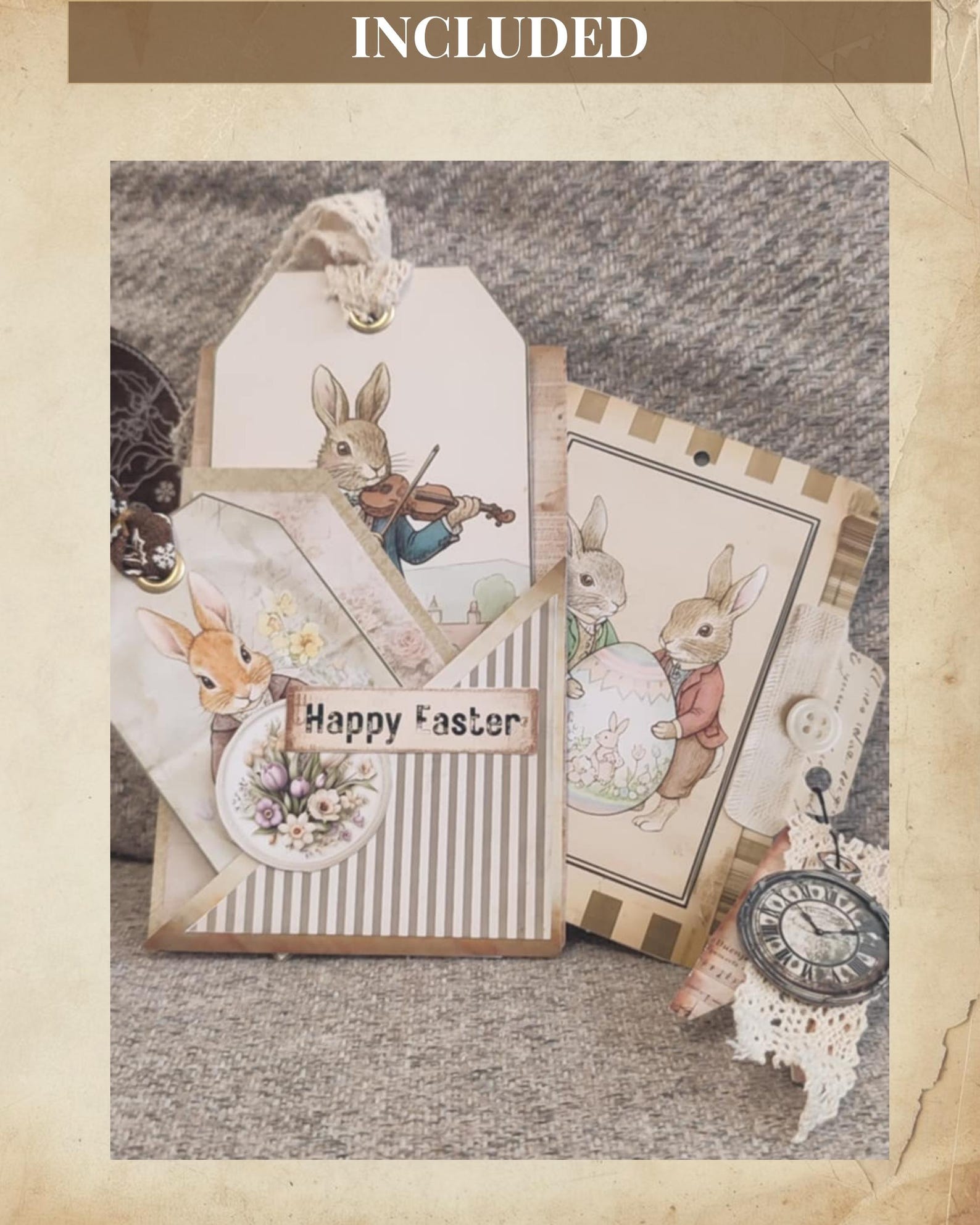 Spring Easter Super Simple Folio | Vintage Bunny Junk Journal Pages ...