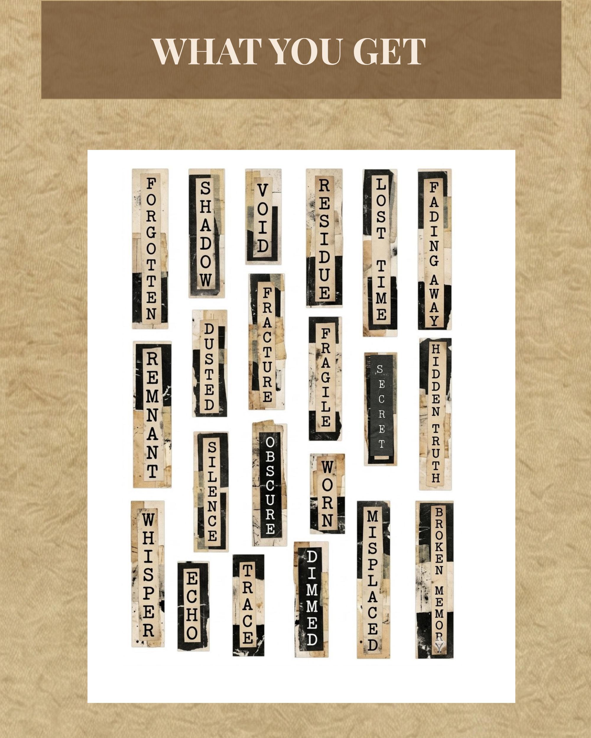 Printable Vertical Labeks Vintage Archive Labels, Vertical Grunge Strips, Junk Journal Labels ...