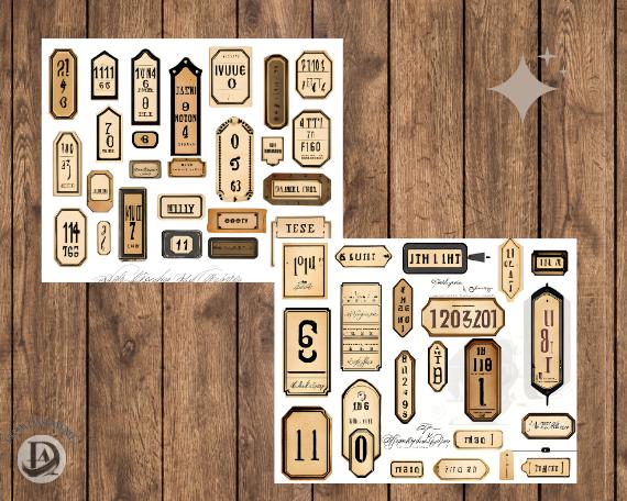 Journaling Number Number Industrial Labels , Junk Journaling Labels, Words for Junk ...