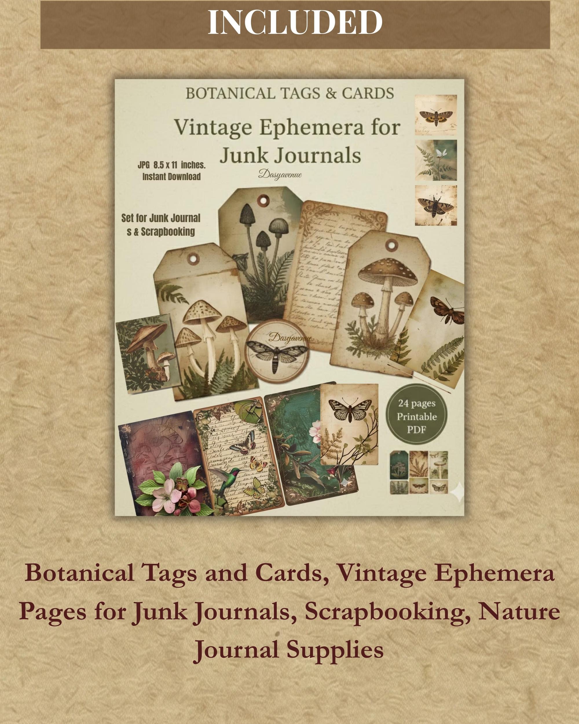 Botanical Garden Bundle 120 Pages Vintage Botanical Junk Journal Kit ...