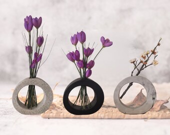 Decorative cementre tube vase, small vase, homa decor, for mothers day gift, gift for woman, home decor, small flower vase,boho modern decor