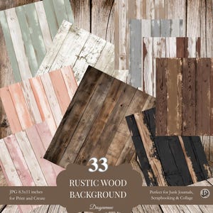 33 Rustic Wood Background Junk Journal Pages – Vintage Wood Texture – Printable Ephemera for Scrapbooking, Collage – Instant Download