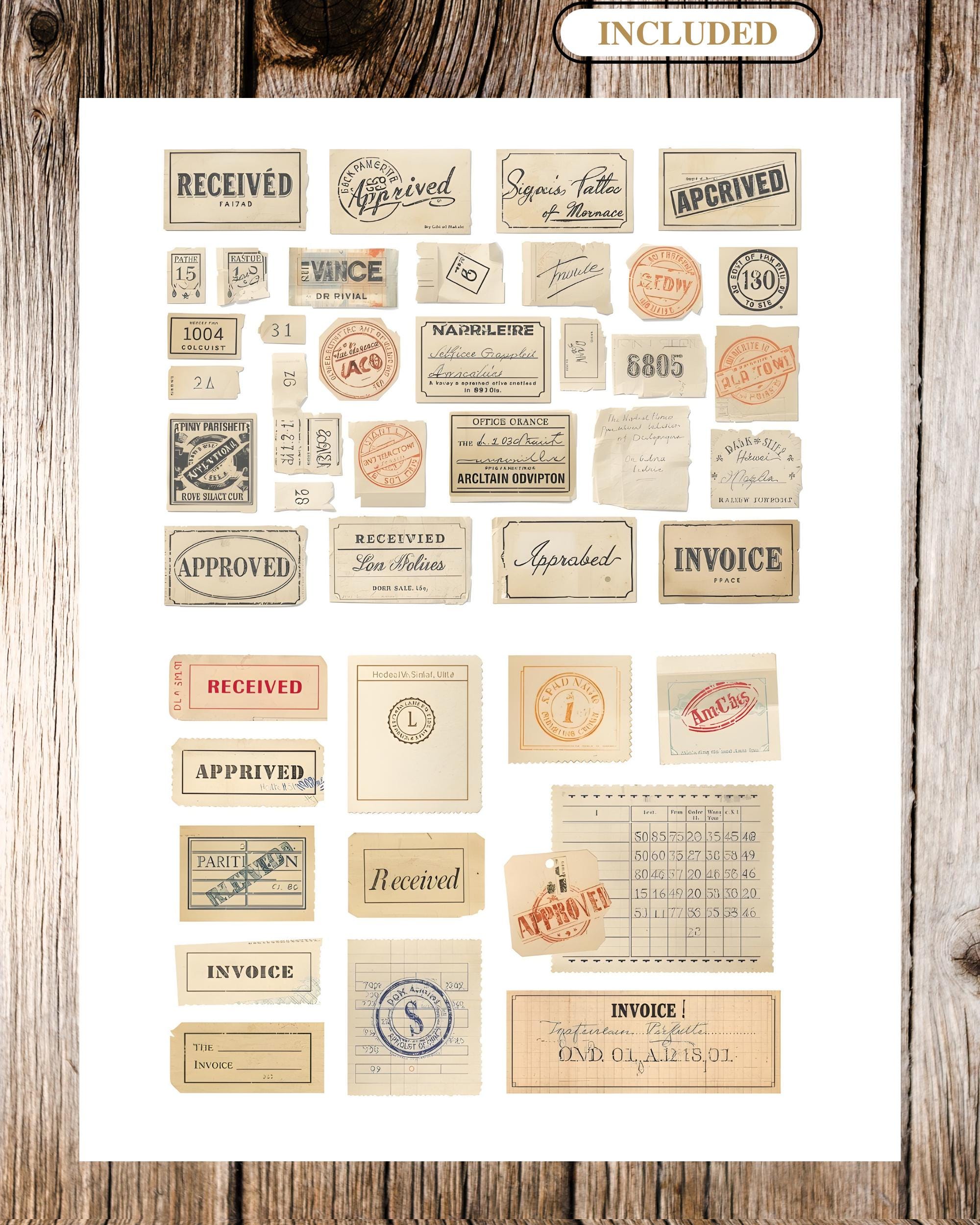 Vintage Ledger Snippets, Tabs & Ephemera Labels | Antique Paper Numbers ...