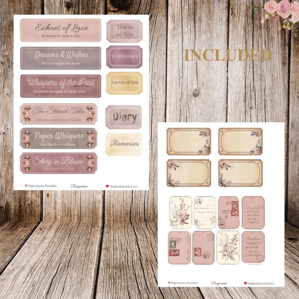 Vintage Junk Journal Labels | 80+ Printable Tags, Titles, and Words for ...