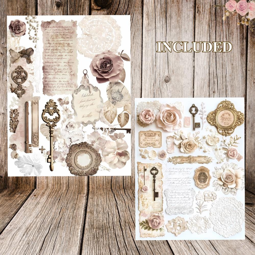Shabby Chic Junk Journal Ephemera | Vintage Lace Printable | Antique ...