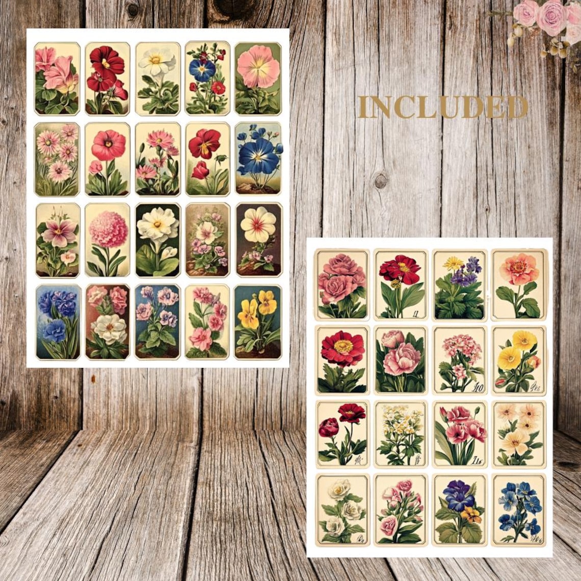 Vintage Flower Ephemera Printable, Botanical Cards for Junk Journals ...