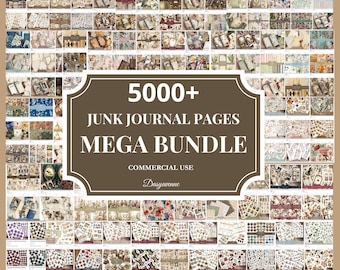 5000+ Vintage Junk Journal druckbares Bündel - Mega Bundle Digitales Ephemera Pack, Junk Journal Seiten, pingelige Schnitte
