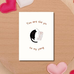 Cartão de Dia dos Namorados de Gato - Você é o yin para o meu yang | Cartão de Vday para Ela | Cartão de Dia dos Namorados para Amante de Gatos | Cartão Yin Yang | Cartão de Aniversário