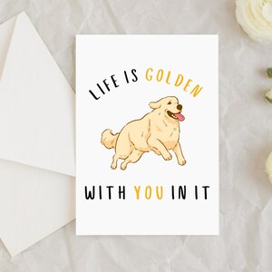 Das Leben ist golden mit dir darin Karte | Golden Mom Golden Mama Golden Dad Karte | Valentinstagskarte mit Golden Retriever | Karte zum Jubiläum