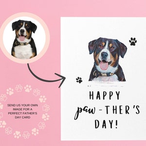 Benutzerdefinierte Haustier-Porträt-Grußkarte zum Vatertag - personalisiert mit Ihrem eigenen geliebten Haustier | Glücklicher Pawther's Day | Niedliche Haustier Katze Hund Karte