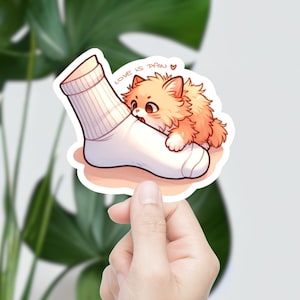 Ein süsser Schmerzorangener Katzenaufkleber | Niedliche Katzenaufkleber | Laptop Aufkleber Wasserfester Vinyl Aufkleber für Katzenliebhaber | Lustiger Valentinstag Aufkleber