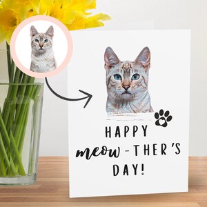Tarjeta de felicitación con retrato de gato personalizado para el Día de la Madre: personalizada con su propio gato amado / Feliz Día de la Madre / Tarjeta para amantes de los gatos