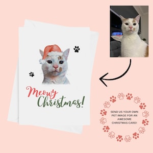 Custom Katzen-Weihnachtskarte - Personalisiert mit Ihrem Eigenen Haustier-Foto | Meowy Weihnachten! | Niedliche personalisierte Weihnachtskarte | Karte für Katzenliebhaber
