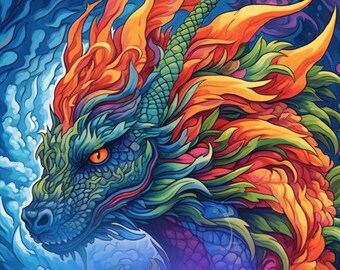 50 Mystical Dragons Coloring Pages Stress-Relieving for-Kids-Teens-Adults/ Files in PDF-JPG-PNG High Quality Ready To Print +Bonus