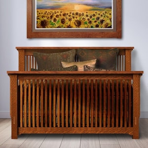 Mission Rake Spindle Bed Stickley Style Frame Classic Craftsman Harvey Ellis Arts & Crafts Bedroom