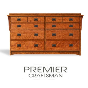 Stickley Style Mission Dresser Craftsman Bedroom Arts & Crafts Large 10 Drawer Chest