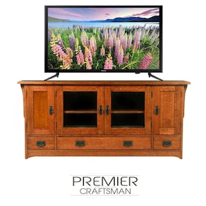Mission TV Stand Console Table Stickley Style 66&quot; Large Arts & Crafts Widescreen Entertainment Center