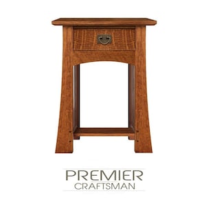 OakPark Mission Nightstand Craftsman Stickley Inspired Arts & Crafts One Drawer Bedside Lamp Table