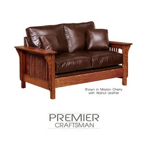 Stickley Style Leather Mission Loveseat Classic Settle